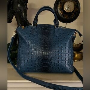 Elegant Blue Crocodile-Embossed Women's Bag New Without Tags